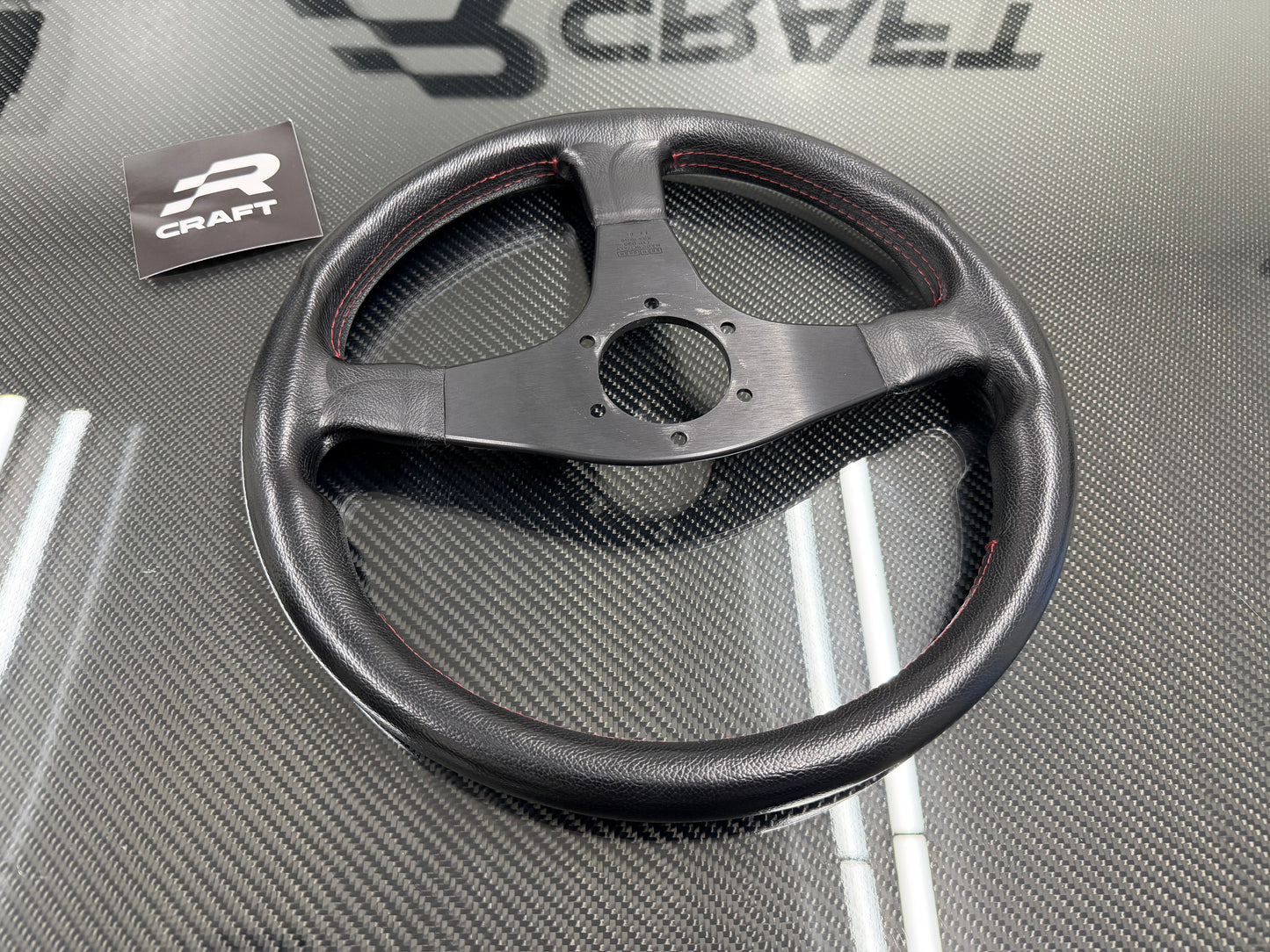 Used Mugen Racing 3 Steering Wheel Black Leather/Red Stitch